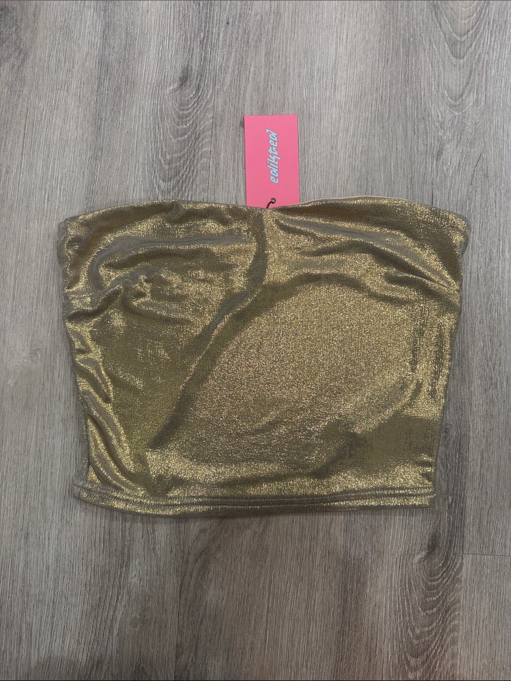 Edikted Gold Shimmer Strapless Tube Top New With Tags